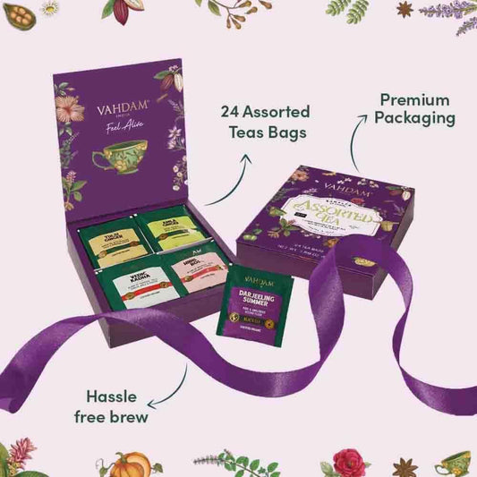 VAHDAM, Assorted Tea Box - 24 Variants